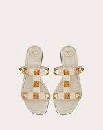 FLAT ROMAN STUD CALFSKIN SLIDE SANDAL - Image 4